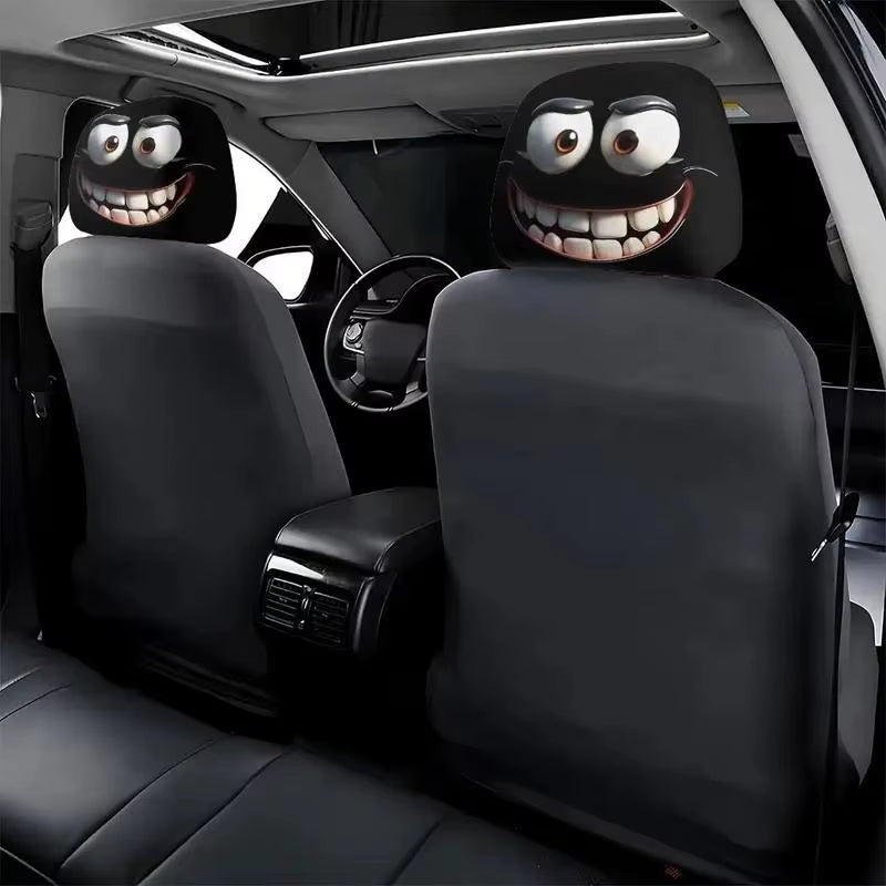 "2 Silly Smiley Car Pillowcases: Because Your Head Deserves a Comfy Face to Rest On!"
