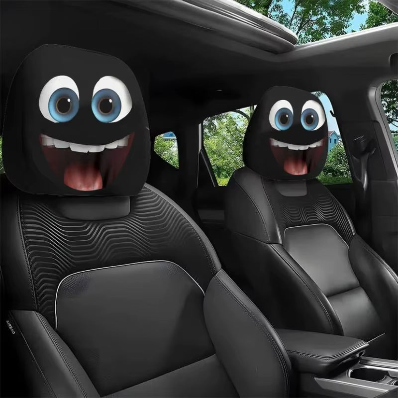 "2 Silly Smiley Car Pillowcases: Because Your Head Deserves a Comfy Face to Rest On!"