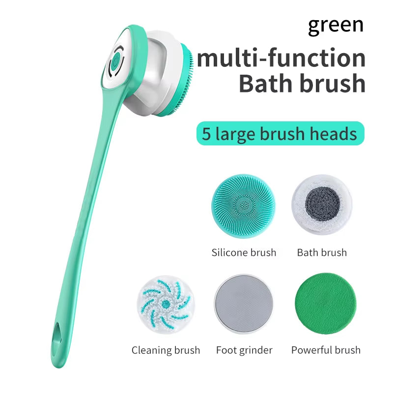 SpaSpin Electric Shower Brush – 5 Brush Heads for Full-Body Cleansing