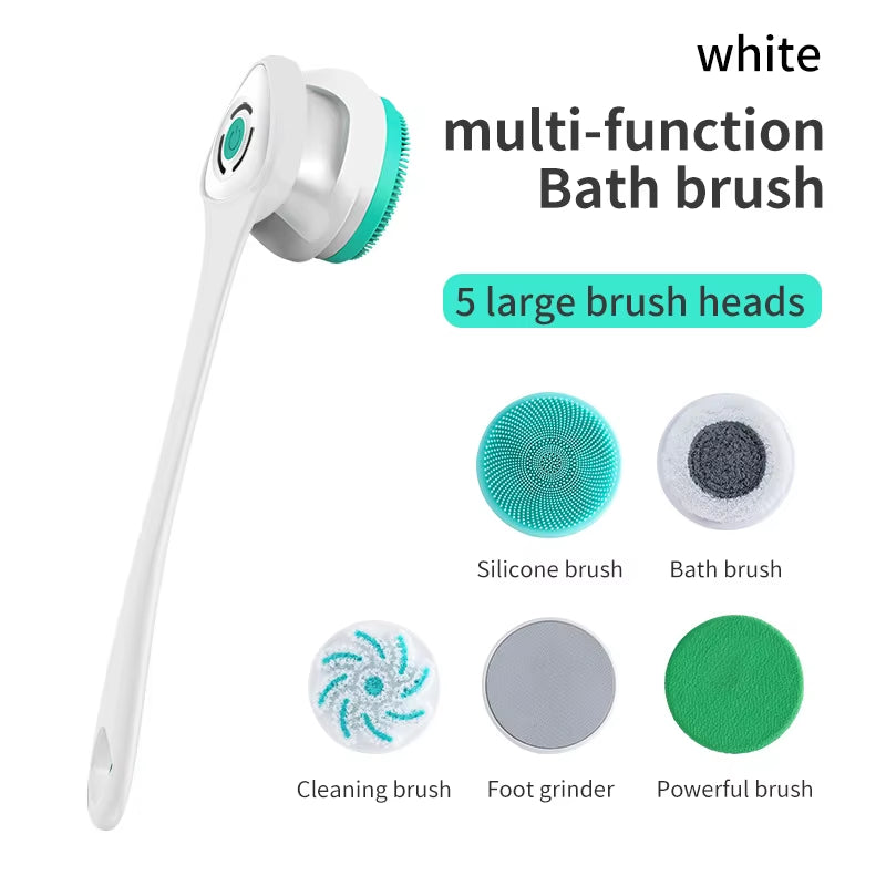 SpaSpin Electric Shower Brush – 5 Brush Heads for Full-Body Cleansing
