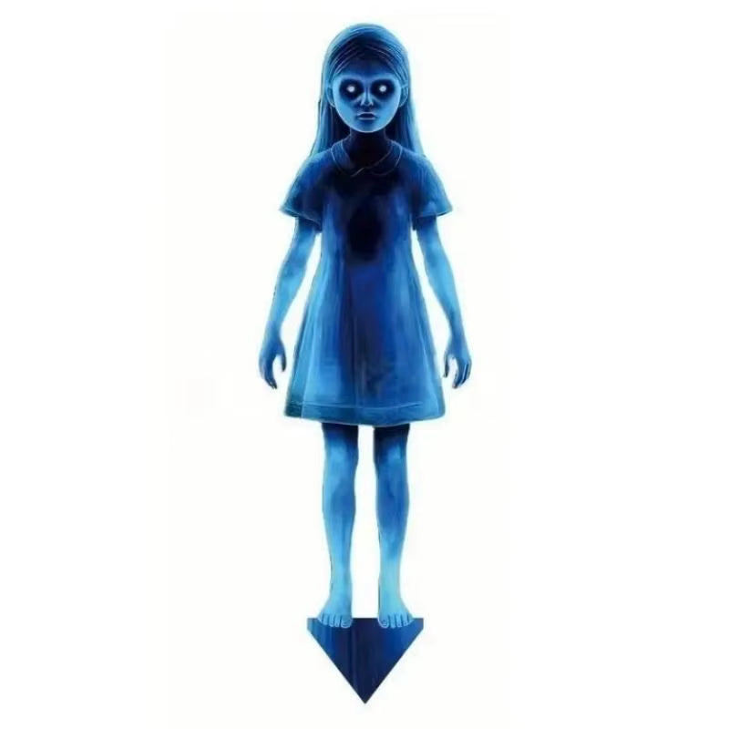 〔Cc55〕1/2Pcs Halloween Scary Ghost Girl Garden Stake Twin Female Ghost Courtyard Insertion Decor Lawn Patio Haunted Metal