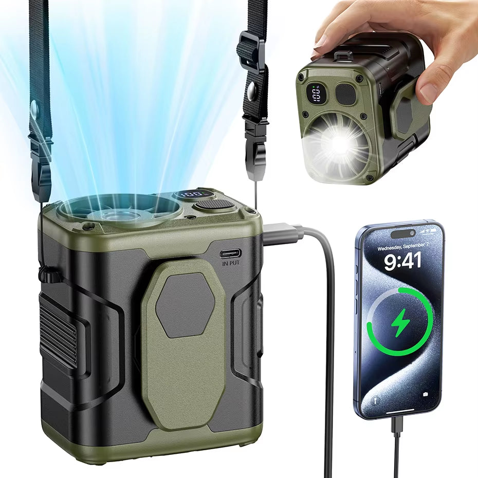 10000mAh Outdoor Portable Waist Fan