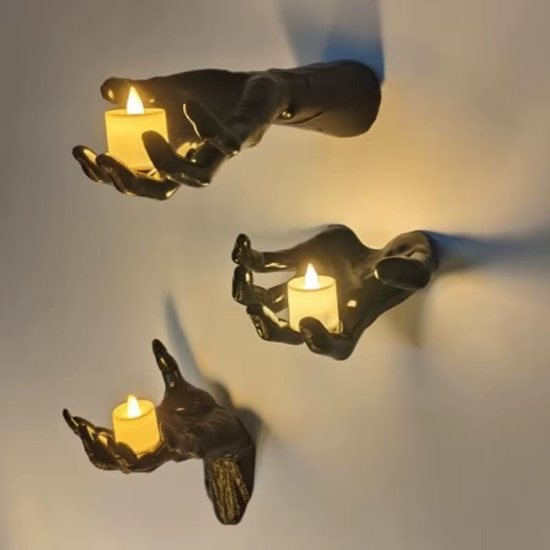 Gothic Grasp™ Wall-Mounted Creepy Hands with LED Candles