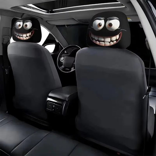 "2 Silly Smiley Car Pillowcases: Because Your Head Deserves a Comfy Face to Rest On!"
