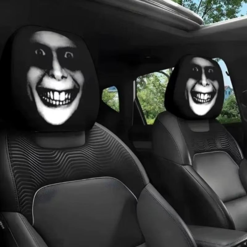 "2 Silly Smiley Car Pillowcases: Because Your Head Deserves a Comfy Face to Rest On!"
