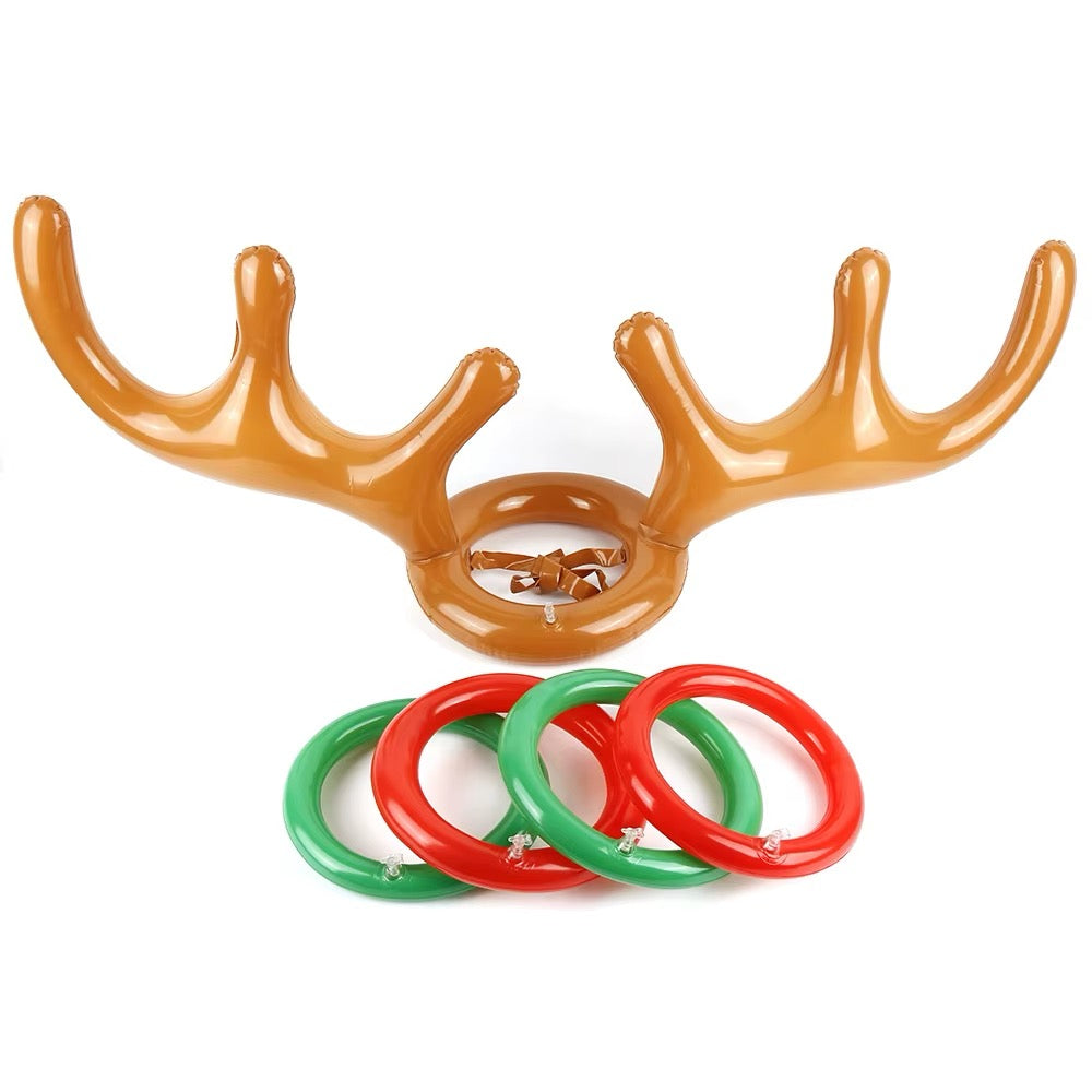 Inflatable Reindeer Antler Hat Ring Toss Game