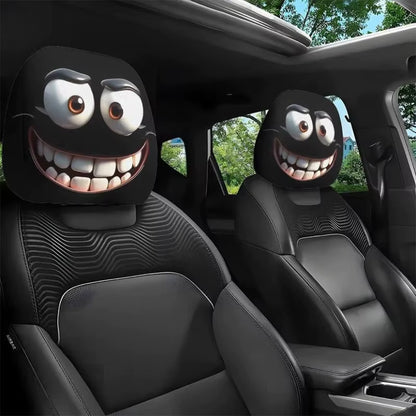 "2 Silly Smiley Car Pillowcases: Because Your Head Deserves a Comfy Face to Rest On!"